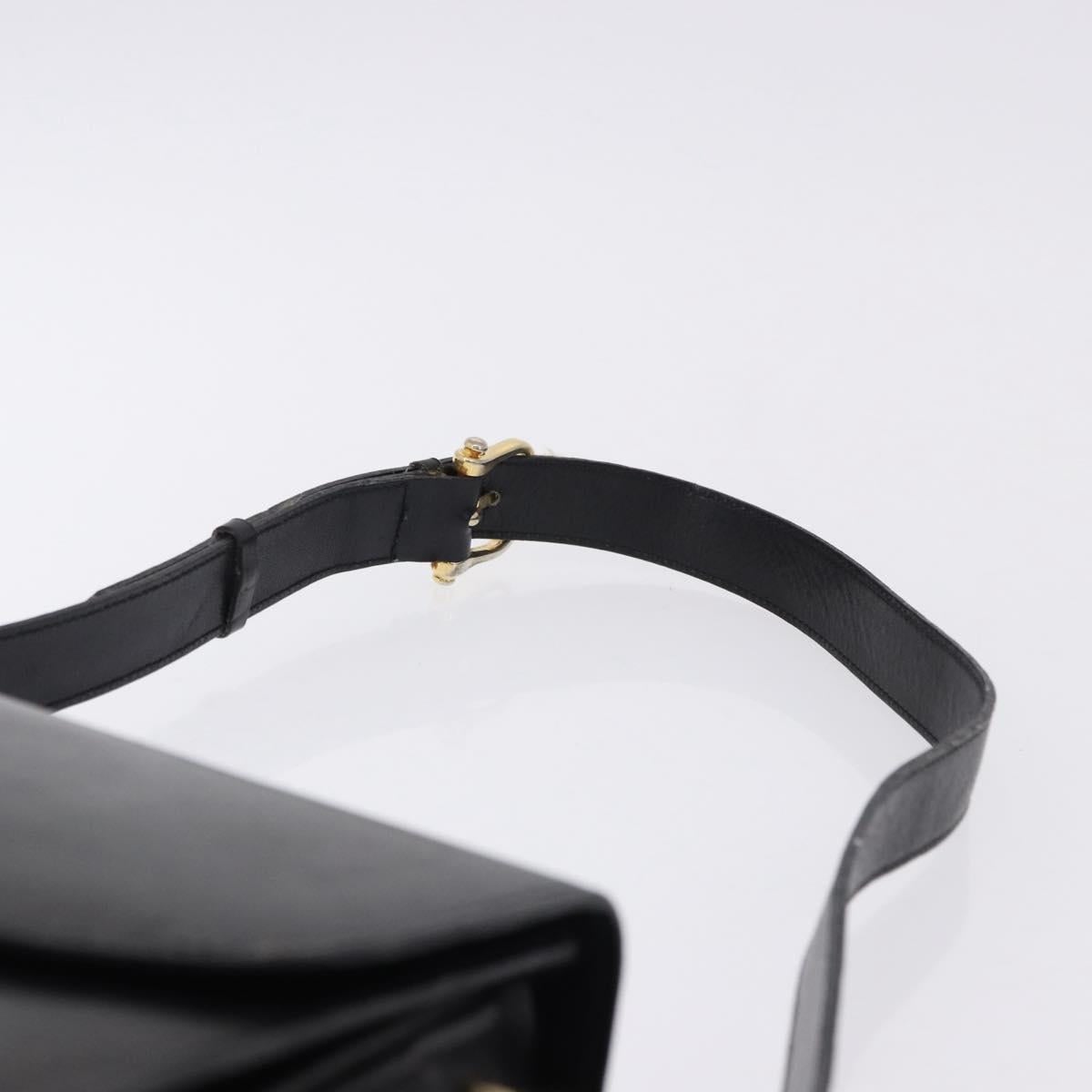 CELINE Horse Carriage Shoulder Bag Leather Black Auth 191795