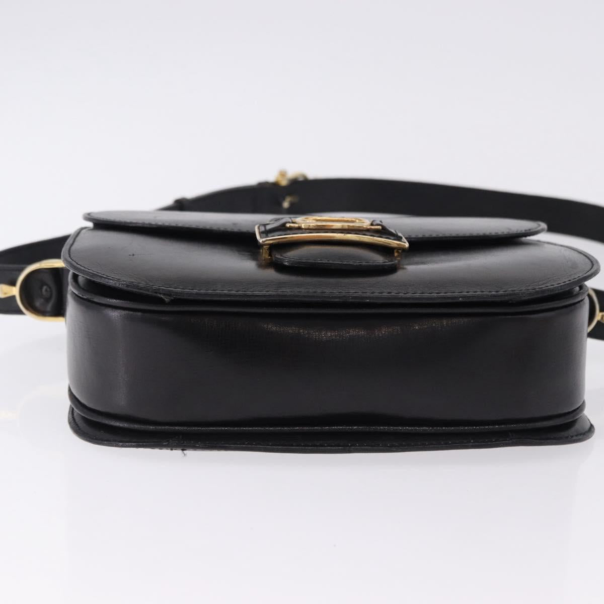 CELINE Horse Carriage Shoulder Bag Leather Black Auth 191795
