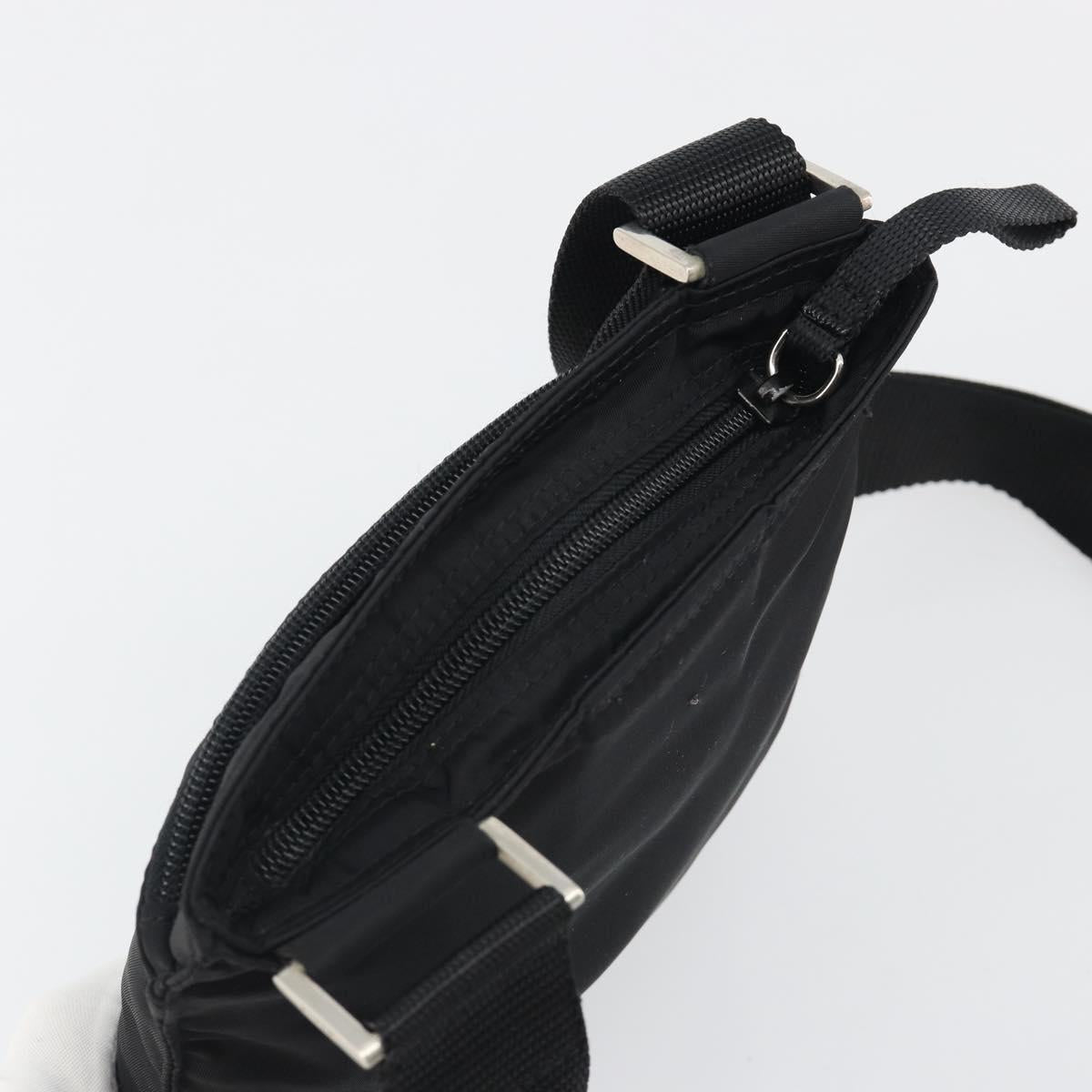 PRADA Shoulder Bag Nylon Black Silver Auth 191800V