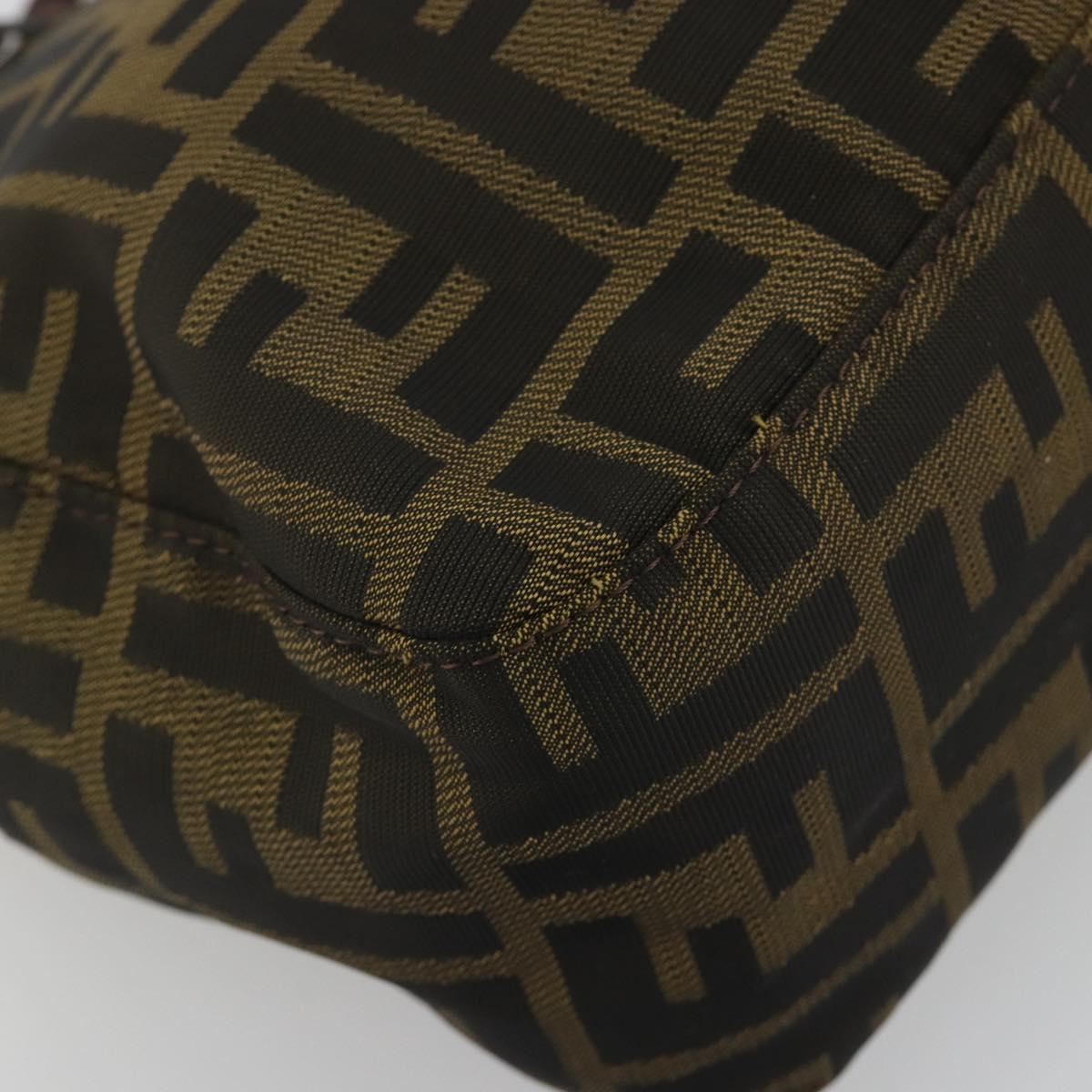 FENDI Zucca Canvas Tote Bag Brown Silver Auth 191803A
