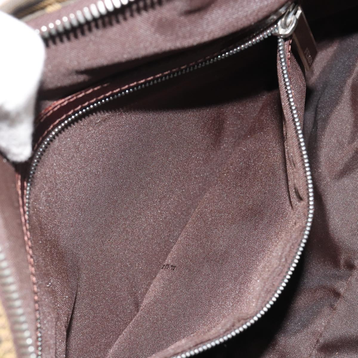 FENDI Zucca Canvas Tote Bag Brown Silver Auth 191803A