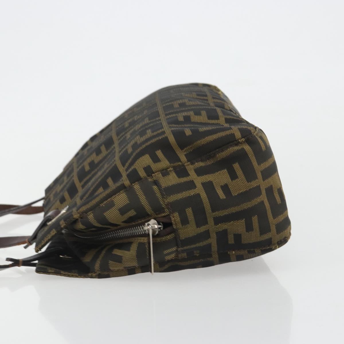 FENDI Zucca Canvas Tote Bag Brown Silver Auth 191803A
