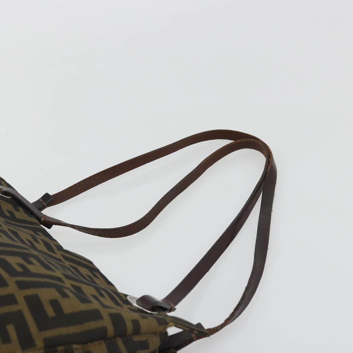 FENDI Zucca Canvas Tote Bag Brown Silver Auth 191803A