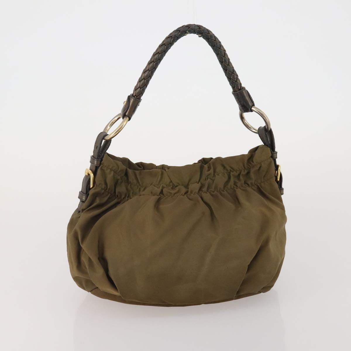 PRADA Boston Bag Hand Bag Nylon 3 Set Khaki Blue Auth 191805