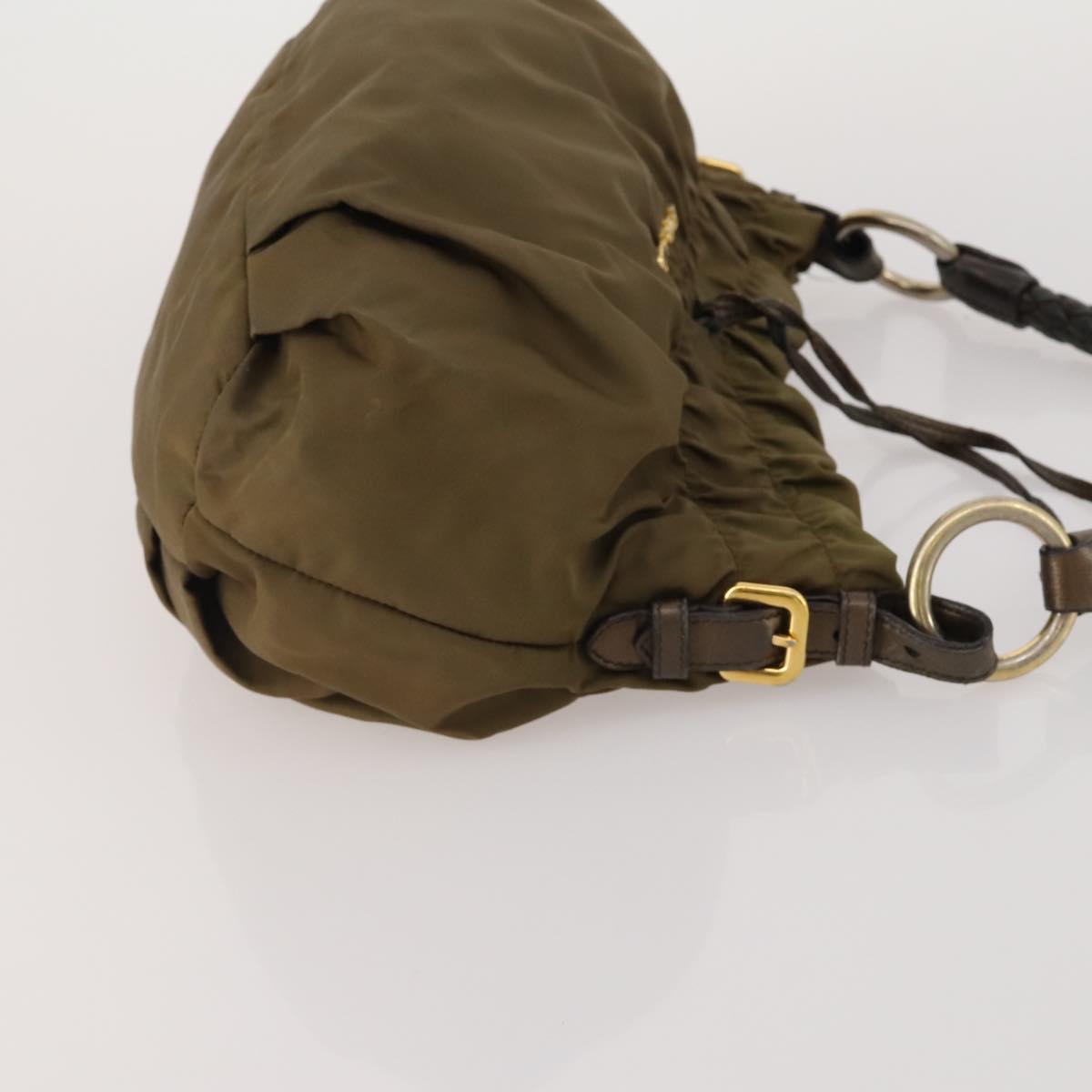 PRADA Boston Bag Hand Bag Nylon 3 Set Khaki Blue Auth 191805