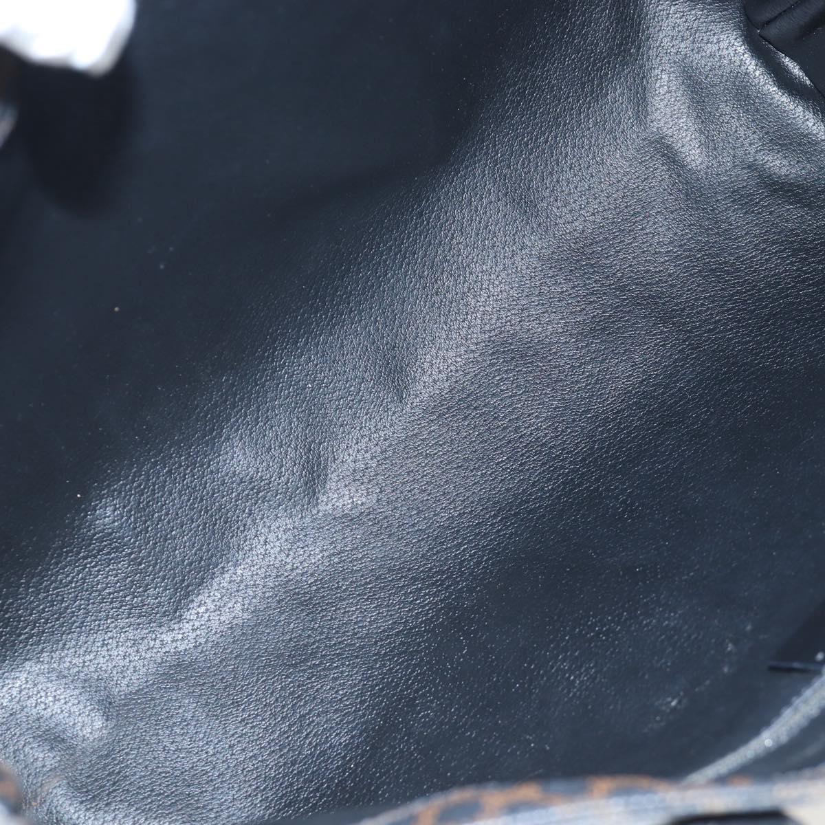 CELINE Macadam Canvas Hand Bag PVC Leather Black Gold Auth 191811V