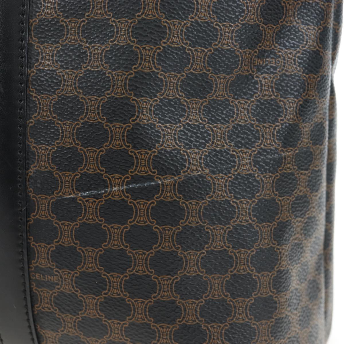 CELINE Macadam Canvas Hand Bag PVC Leather Black Gold Auth 191811V