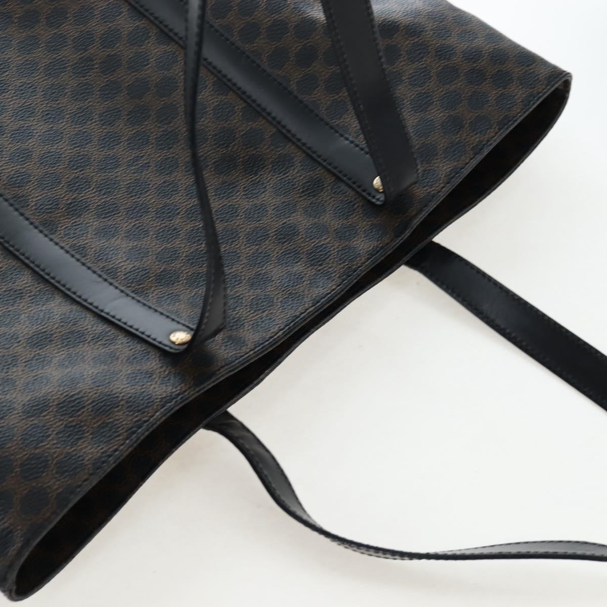 CELINE Macadam Canvas Hand Bag PVC Leather Black Gold Auth 191811V