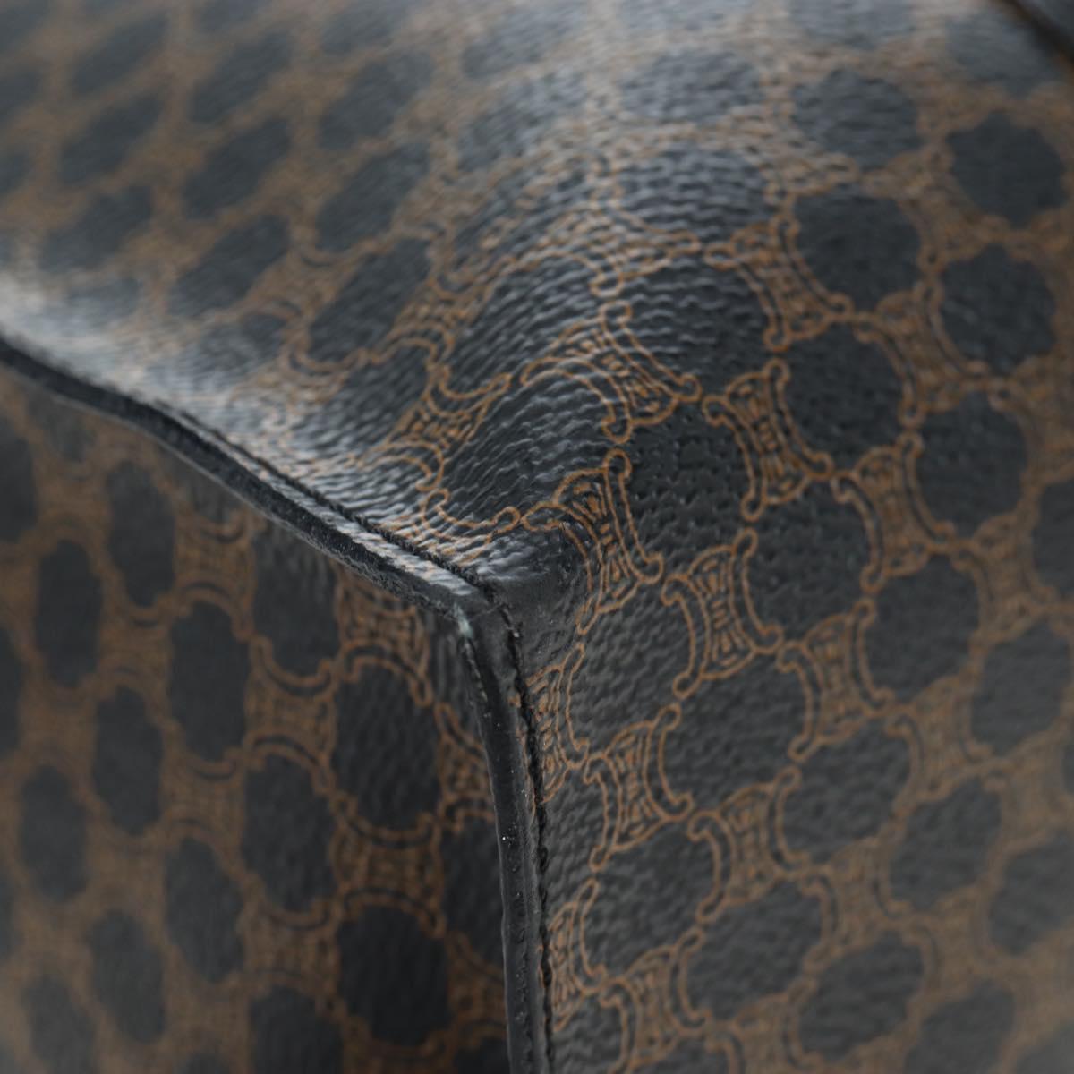 CELINE Macadam Canvas Tote Bag PVC Leather Black Gold Auth 191812V