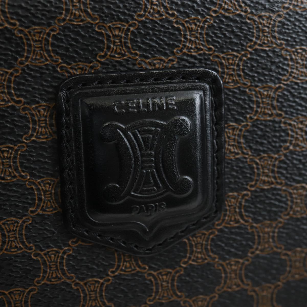 CELINE Macadam Canvas Tote Bag PVC Leather Black Gold Auth 191812V