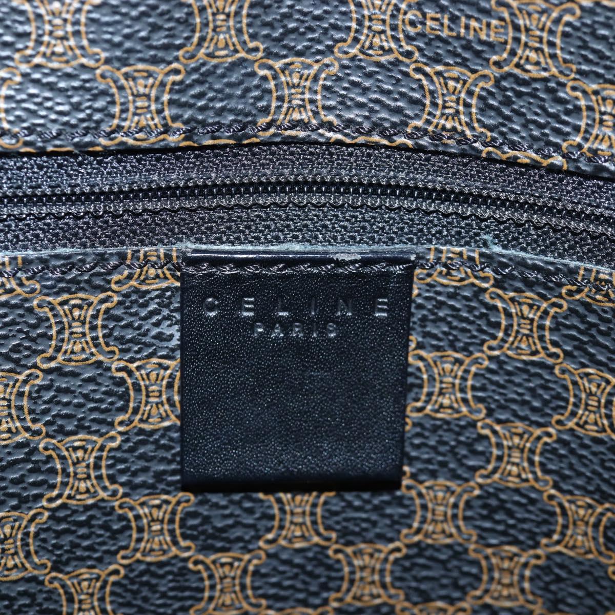 CELINE Macadam Canvas Tote Bag PVC Leather Black Gold Auth 191812V