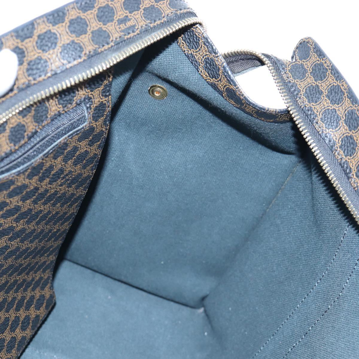 CELINE Macadam Canvas Tote Bag PVC Leather Black Gold Auth 191812V