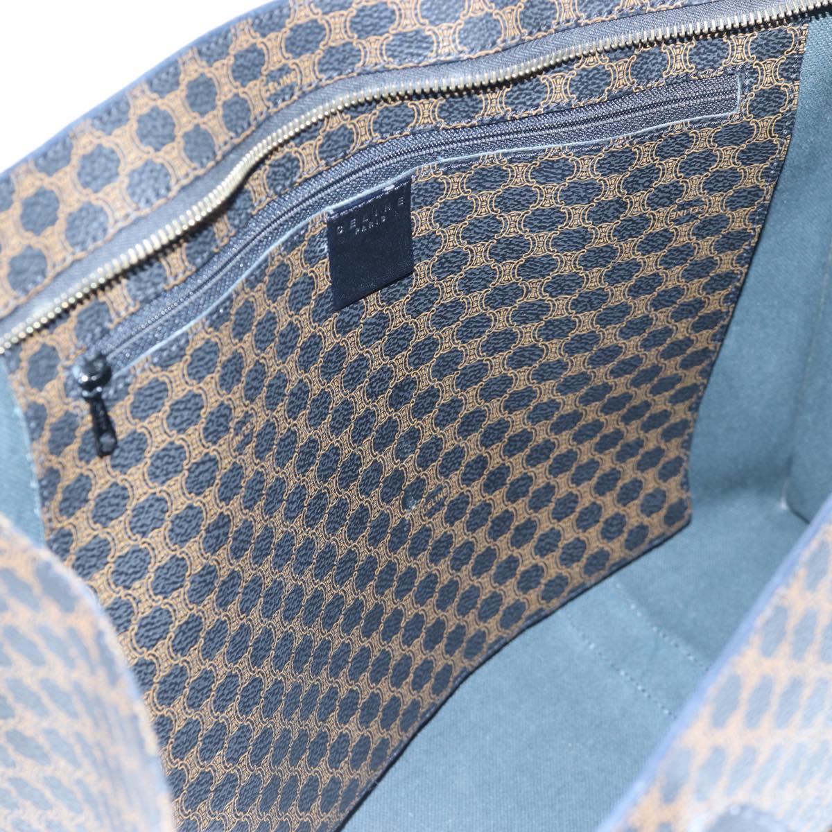 CELINE Macadam Canvas Tote Bag PVC Leather Black Gold Auth 191812V