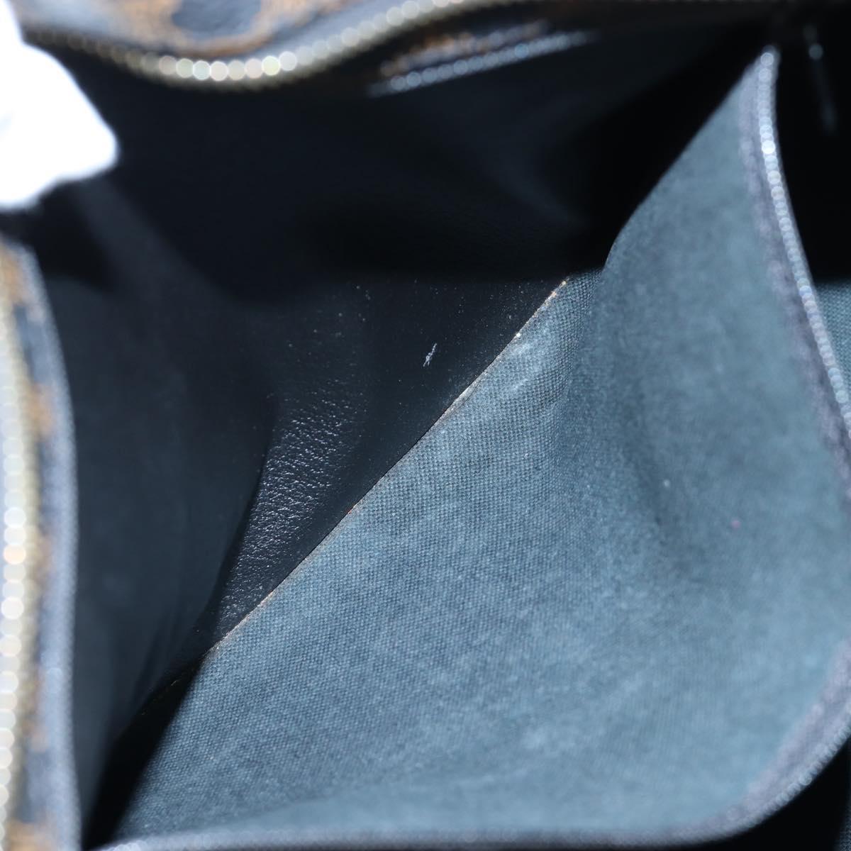 CELINE Macadam Canvas Tote Bag PVC Leather Black Gold Auth 191812V