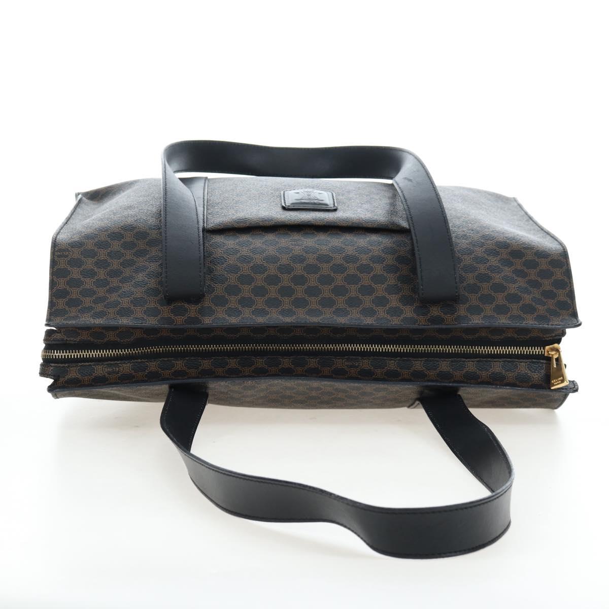 CELINE Macadam Canvas Tote Bag PVC Leather Black Gold Auth 191812V