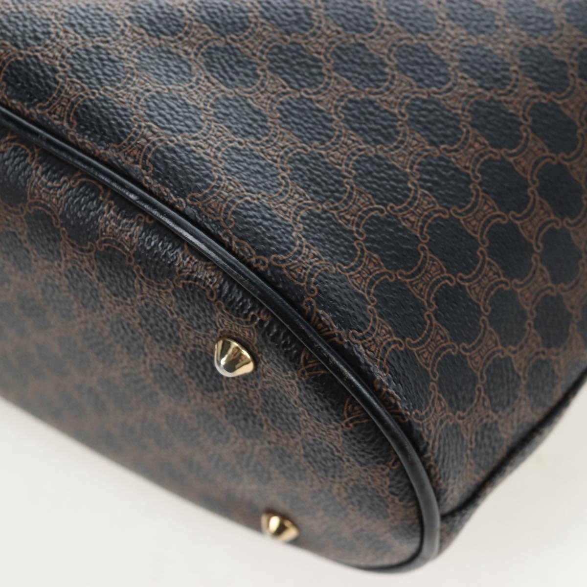 CELINE Macadam Canvas Hand Bag PVC Leather Black Gold Auth 191813V