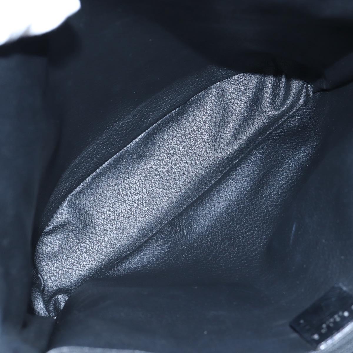 CELINE Macadam Canvas Hand Bag PVC Leather Black Gold Auth 191813V