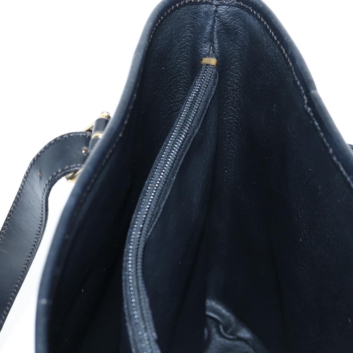 CELINE Macadam Canvas Hand Bag PVC Leather Black Gold Auth 191813V