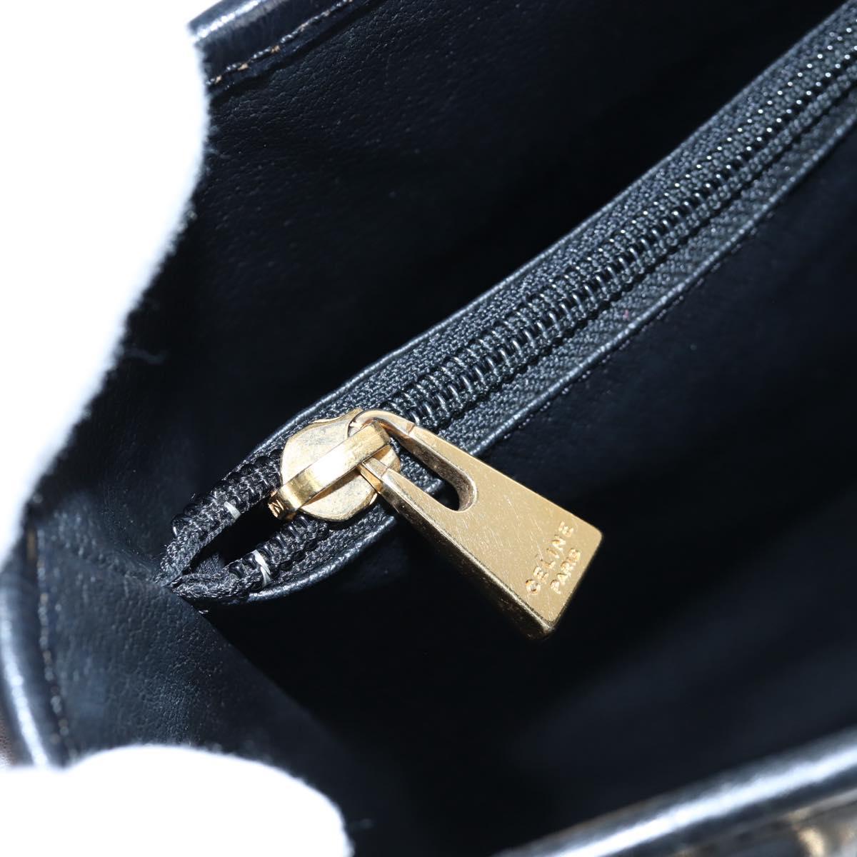 CELINE Macadam Canvas Hand Bag PVC Leather Black Gold Auth 191813V