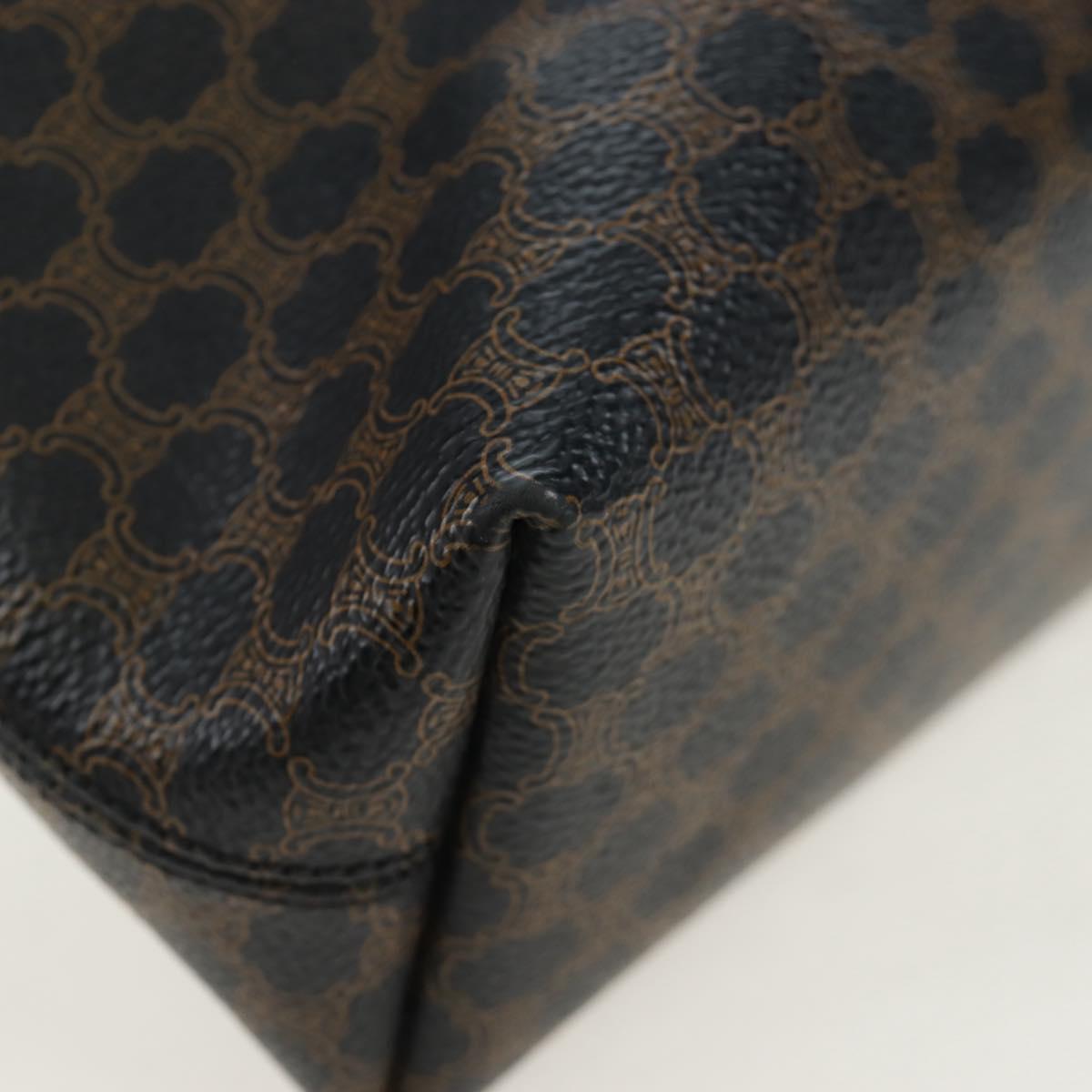 CELINE Macadam Canvas Tote Bag PVC Leather Black Gold Auth 191814V