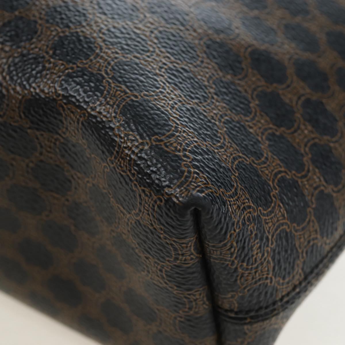CELINE Macadam Canvas Tote Bag PVC Leather Black Gold Auth 191814V
