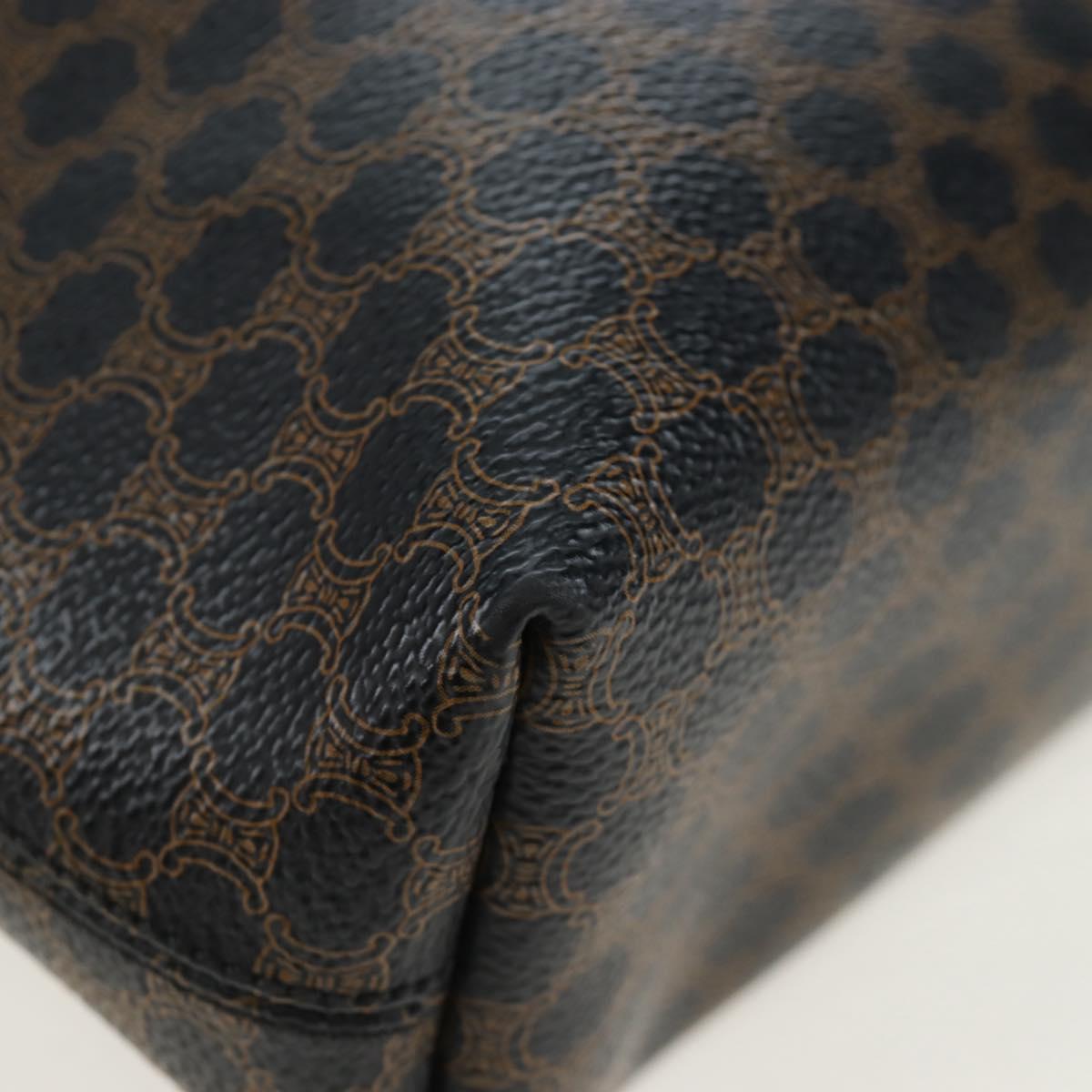 CELINE Macadam Canvas Tote Bag PVC Leather Black Gold Auth 191814V