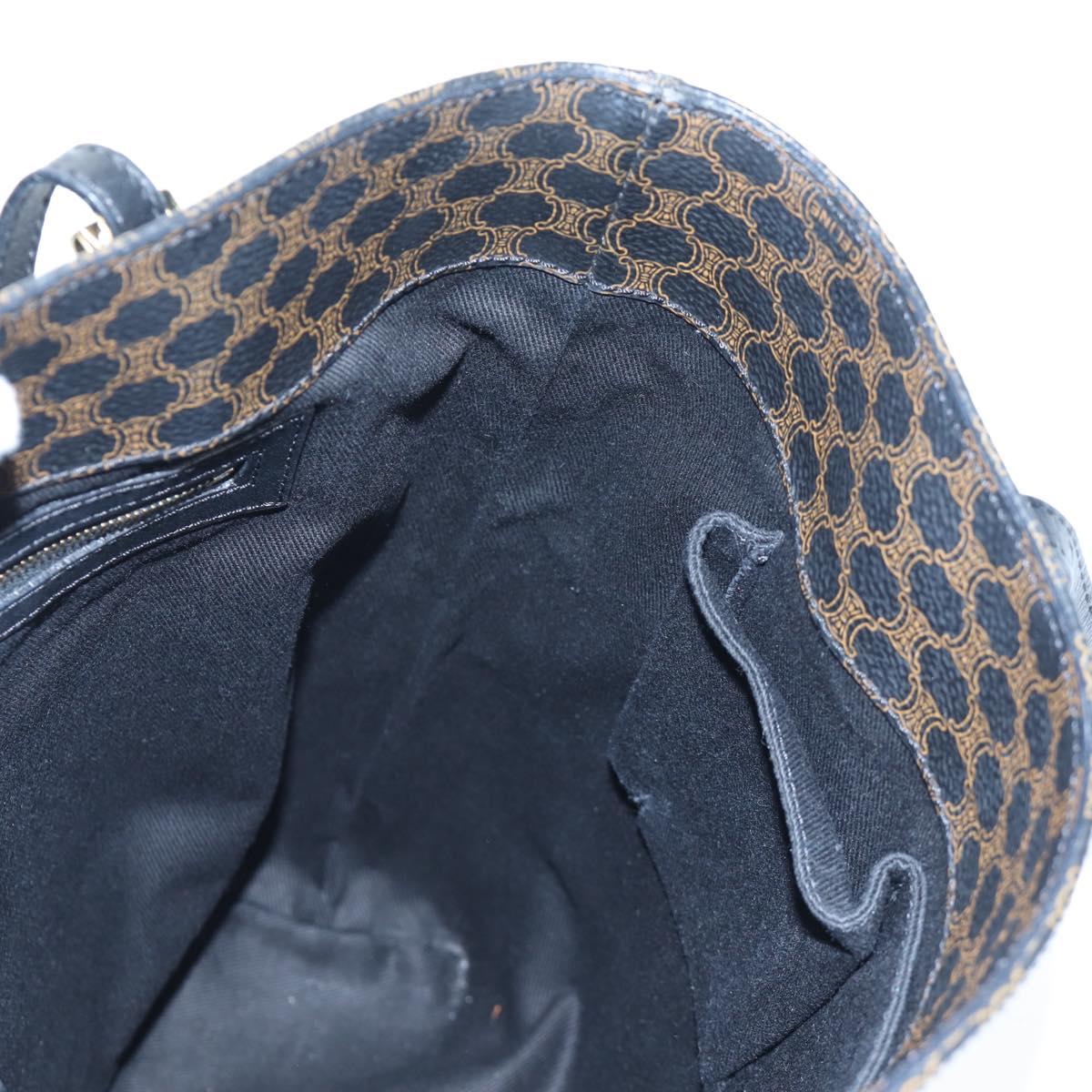 CELINE Macadam Canvas Tote Bag PVC Leather Black Gold Auth 191814V