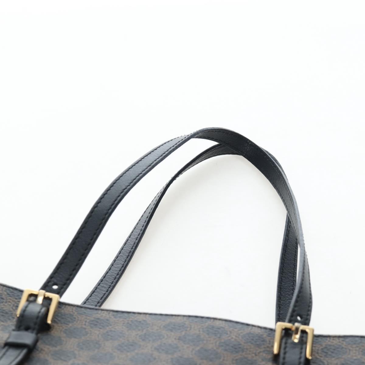 CELINE Macadam Canvas Tote Bag PVC Leather Black Gold Auth 191814V