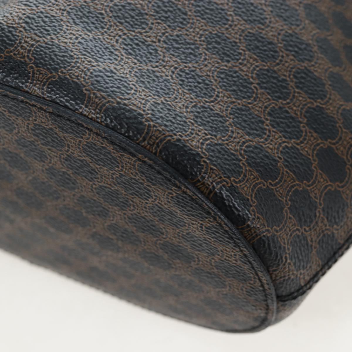 CELINE Macadam Canvas Tote Bag PVC Leather Black Gold Auth 191815V