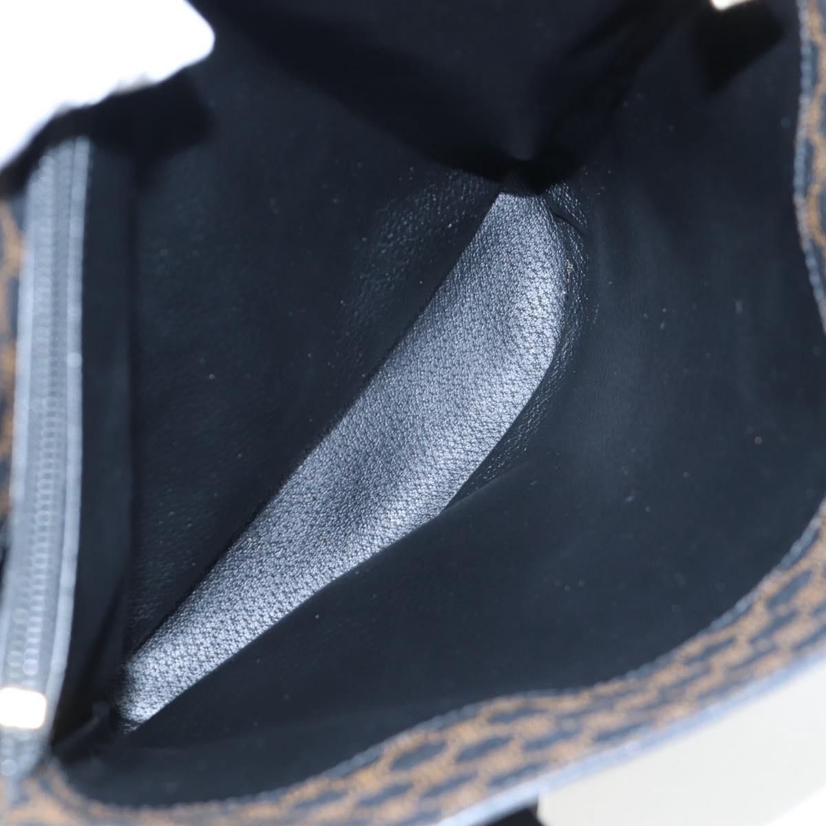 CELINE Macadam Canvas Tote Bag PVC Leather Black Gold Auth 191815V