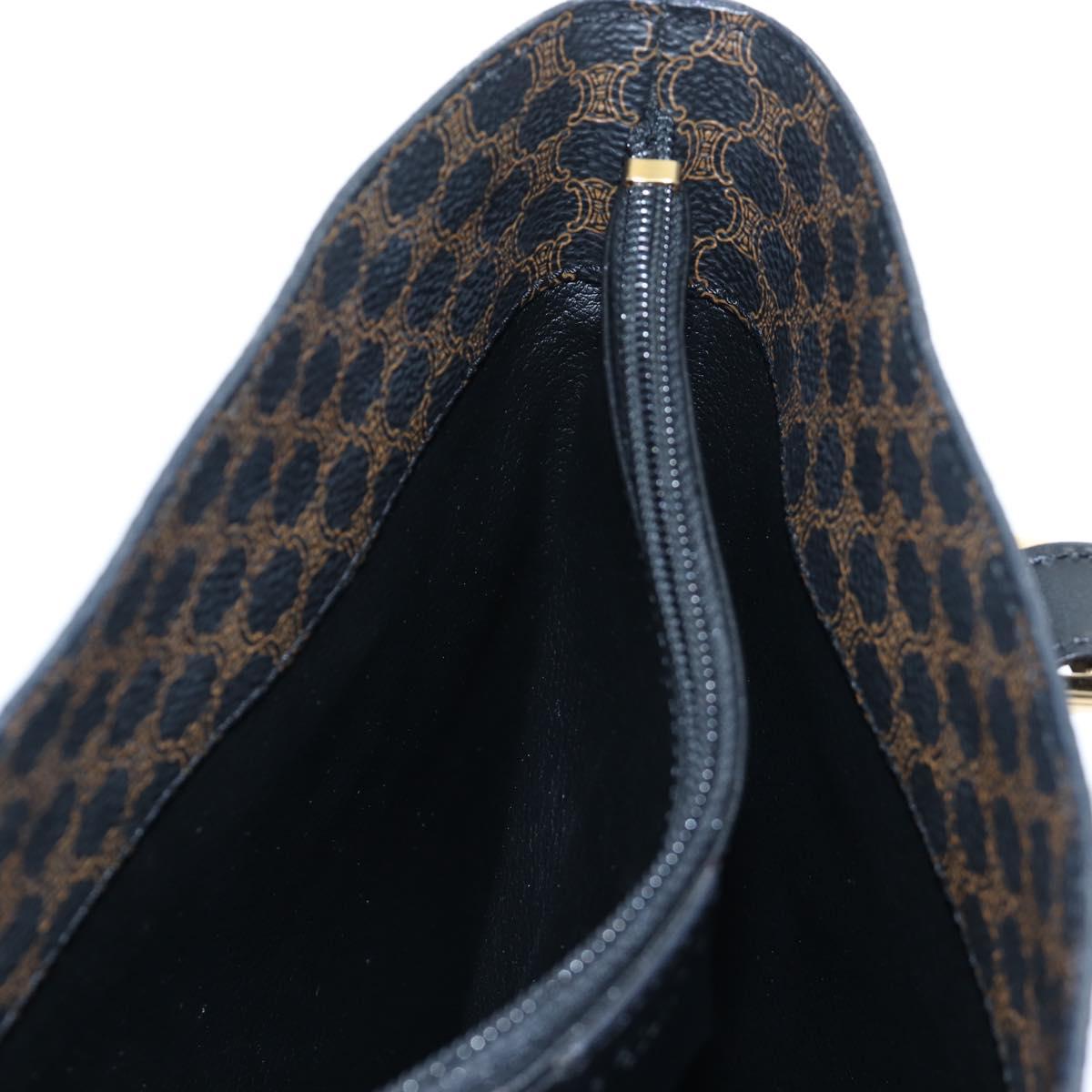 CELINE Macadam Canvas Tote Bag PVC Leather Black Gold Auth 191815V