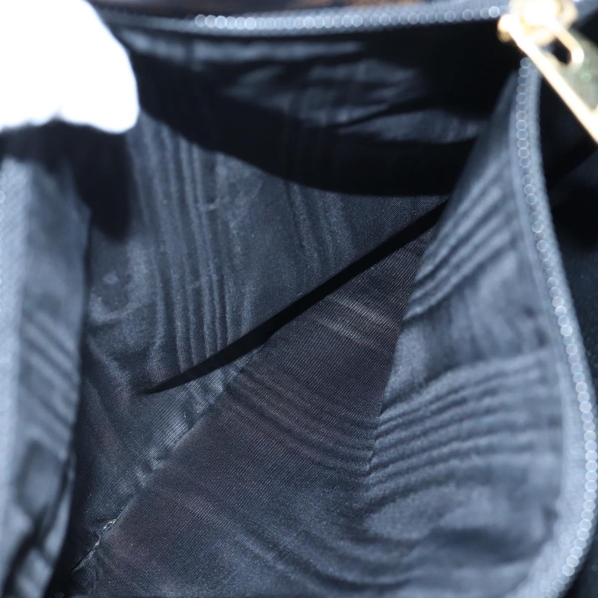 CELINE Macadam Canvas Tote Bag PVC Leather Black Gold Auth 191815V