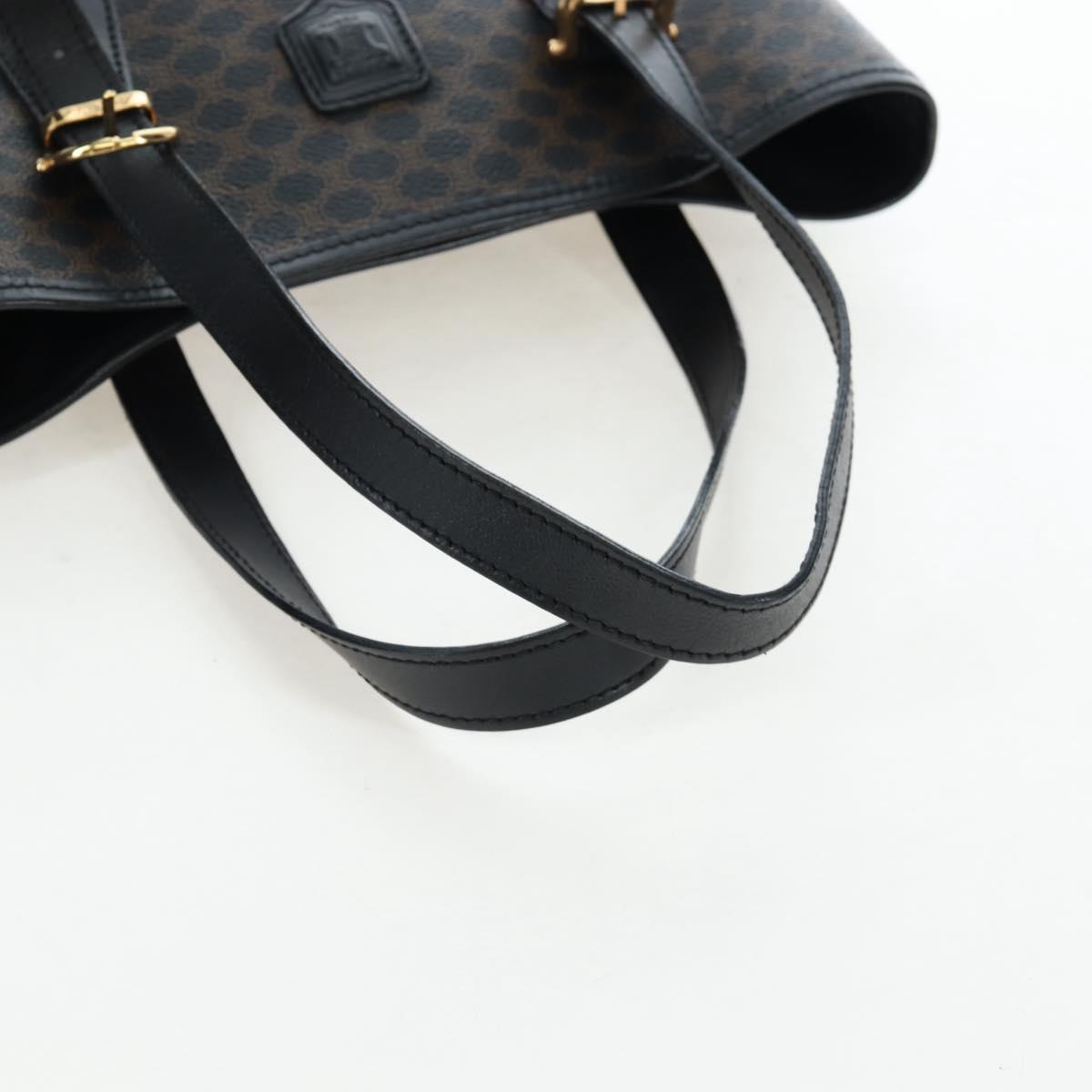 CELINE Macadam Canvas Hand Bag PVC Leather Black Gold Auth 191816V