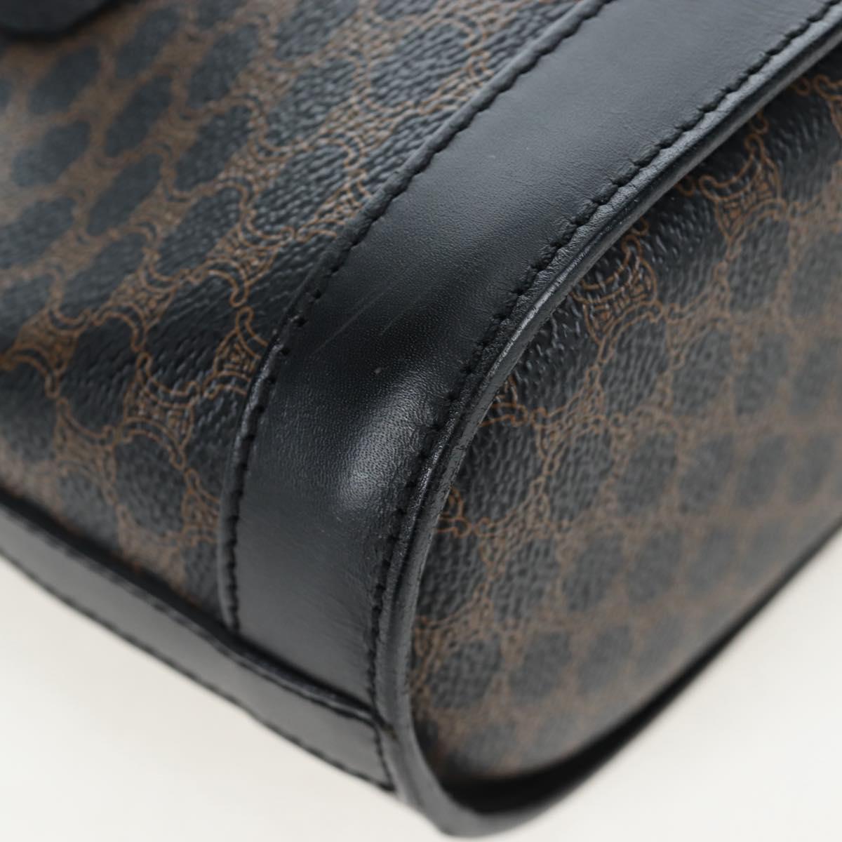 CELINE Macadam Canvas Hand Bag PVC Leather Black Gold Auth 191816V