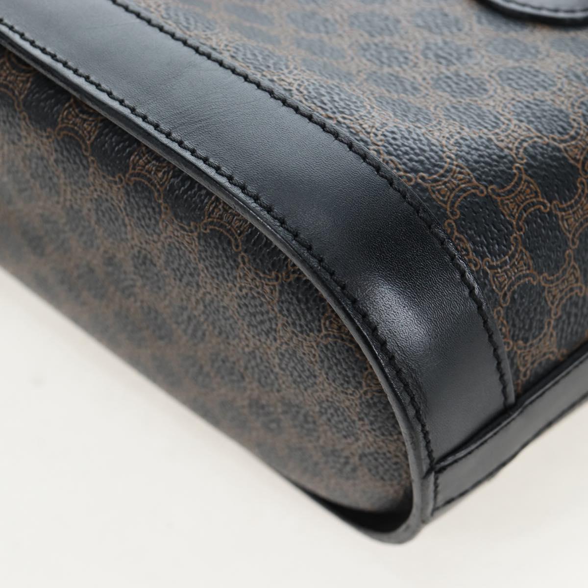 CELINE Macadam Canvas Hand Bag PVC Leather Black Gold Auth 191816V