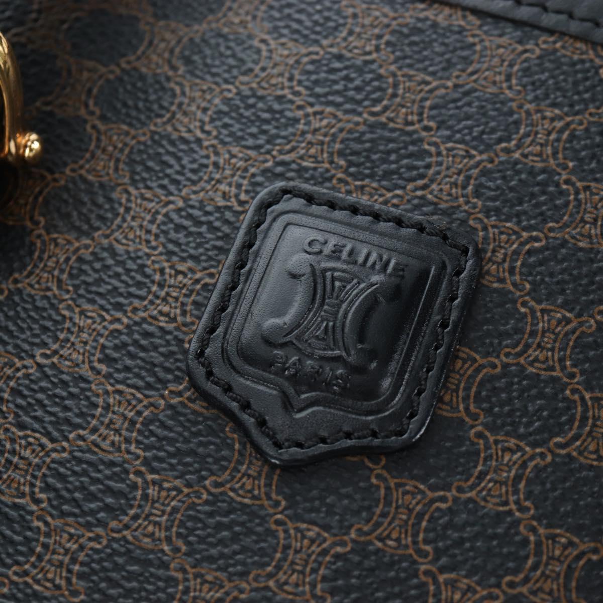 CELINE Macadam Canvas Hand Bag PVC Leather Black Gold Auth 191816V