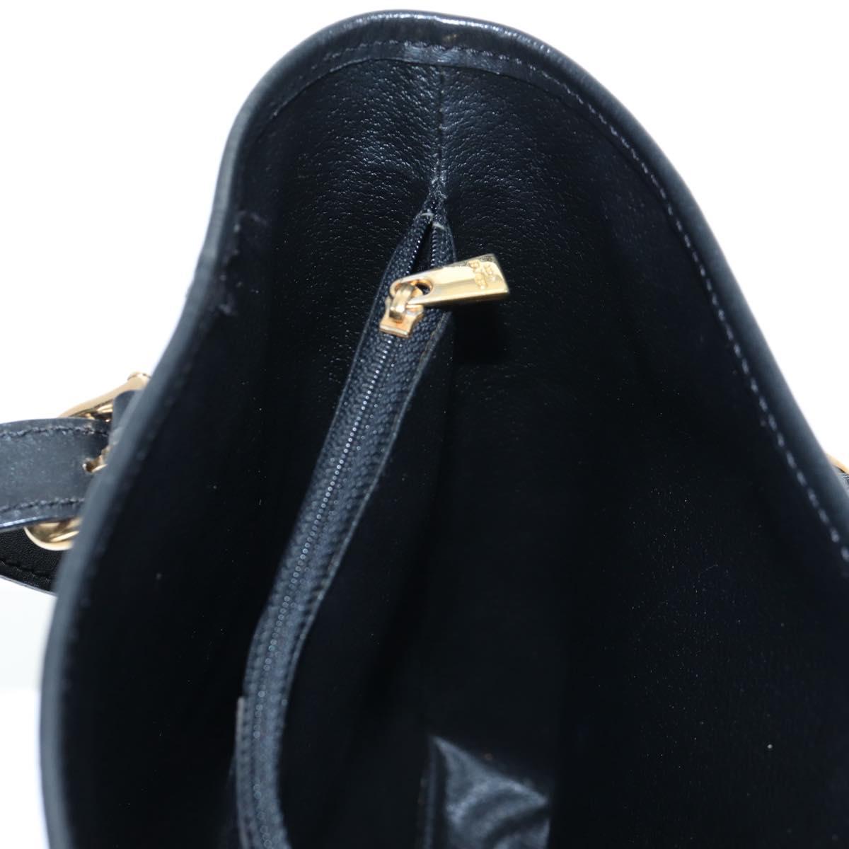 CELINE Macadam Canvas Hand Bag PVC Leather Black Gold Auth 191816V