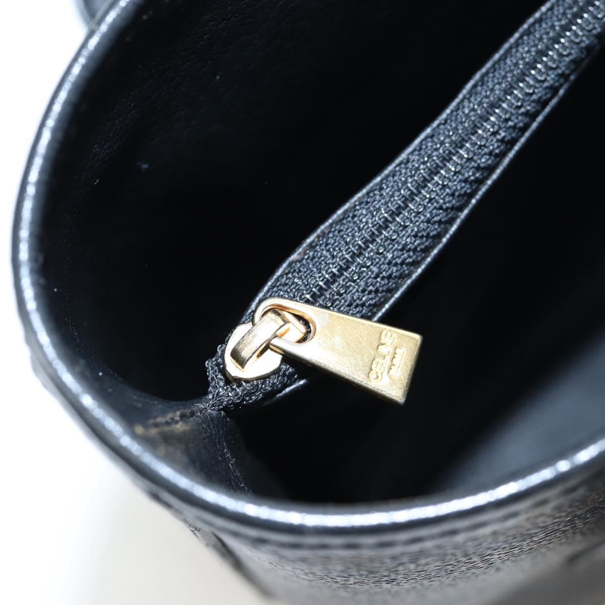 CELINE Macadam Canvas Hand Bag PVC Leather Black Gold Auth 191816V