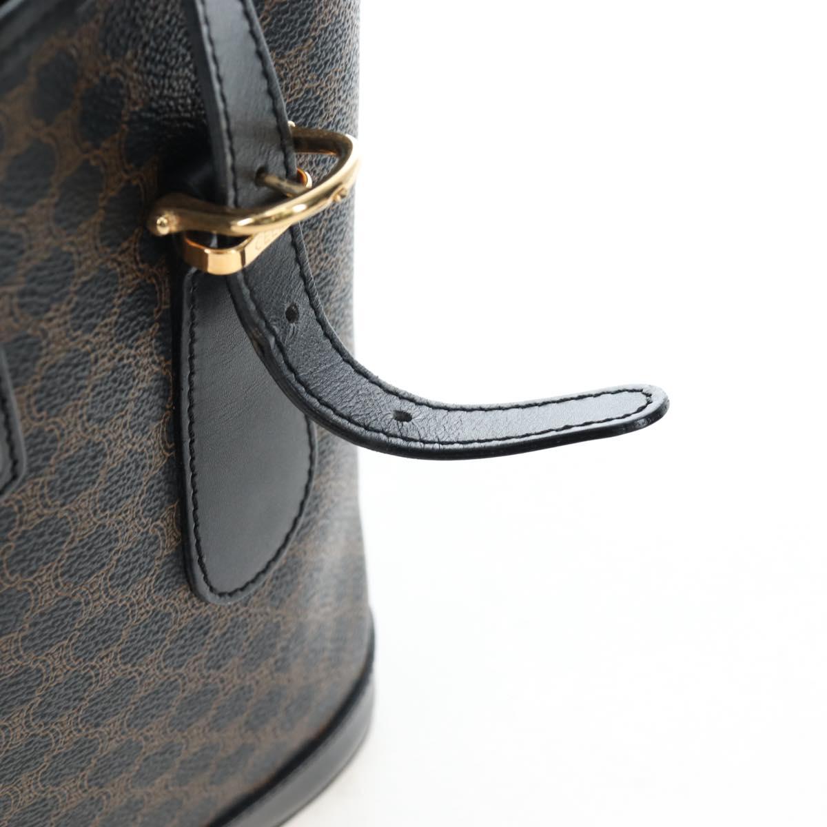 CELINE Macadam Canvas Hand Bag PVC Leather Black Gold Auth 191816V