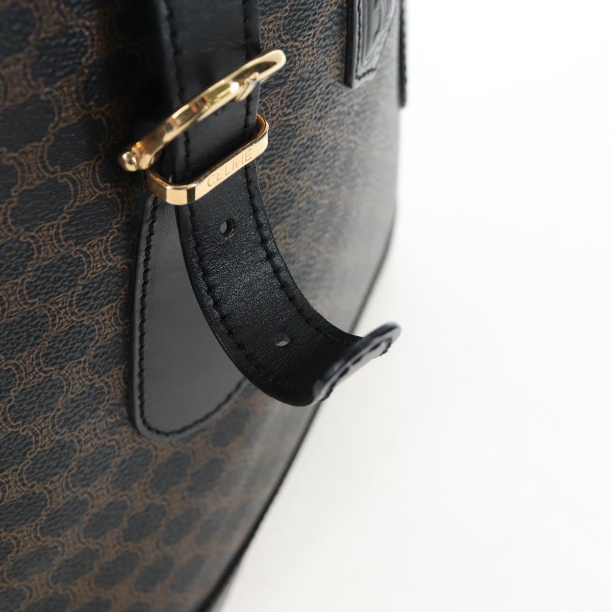 CELINE Macadam Canvas Hand Bag PVC Leather Black Gold Auth 191816V