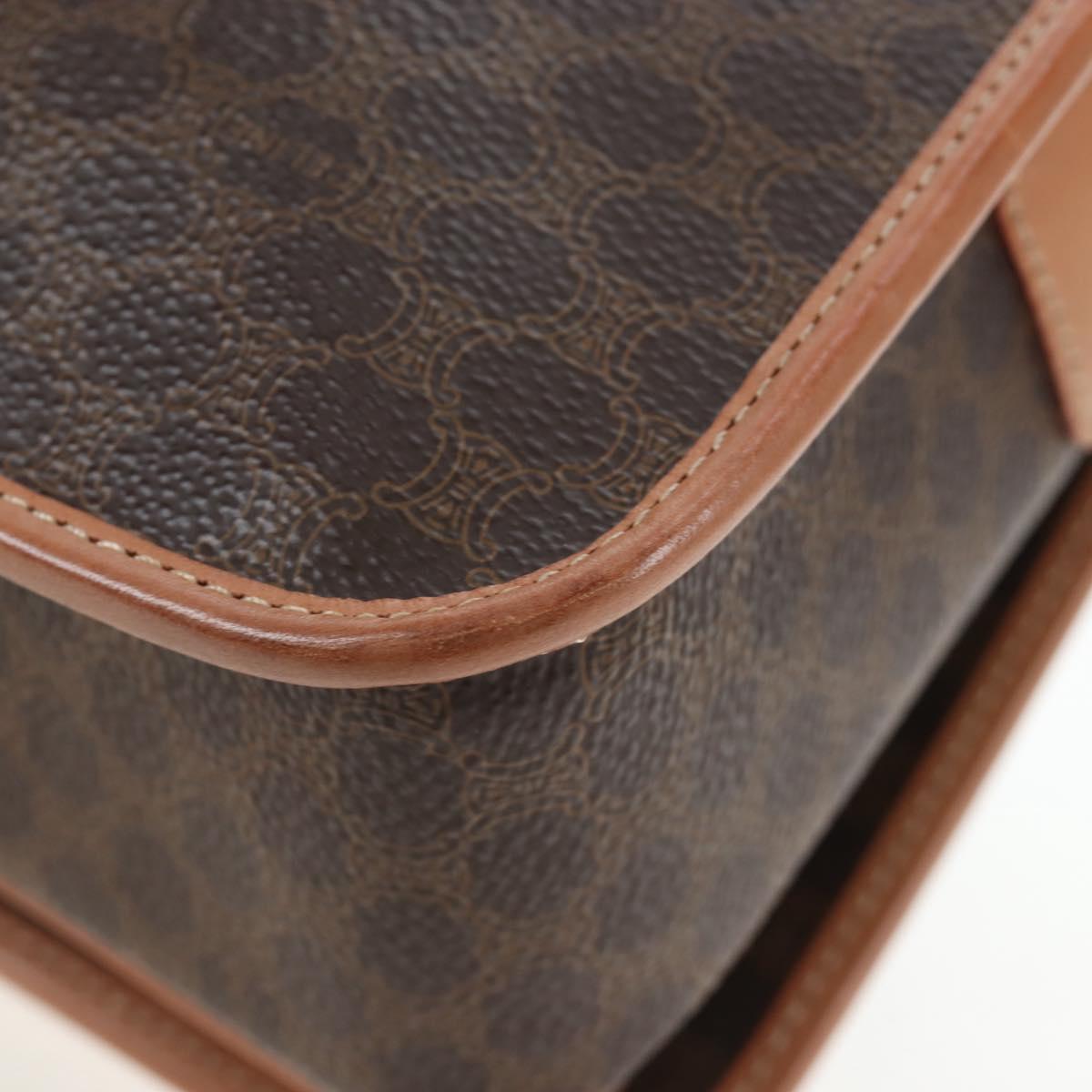 CELINE Macadam Canvas Shoulder Bag PVC Leather Brown Gold Auth 191817V