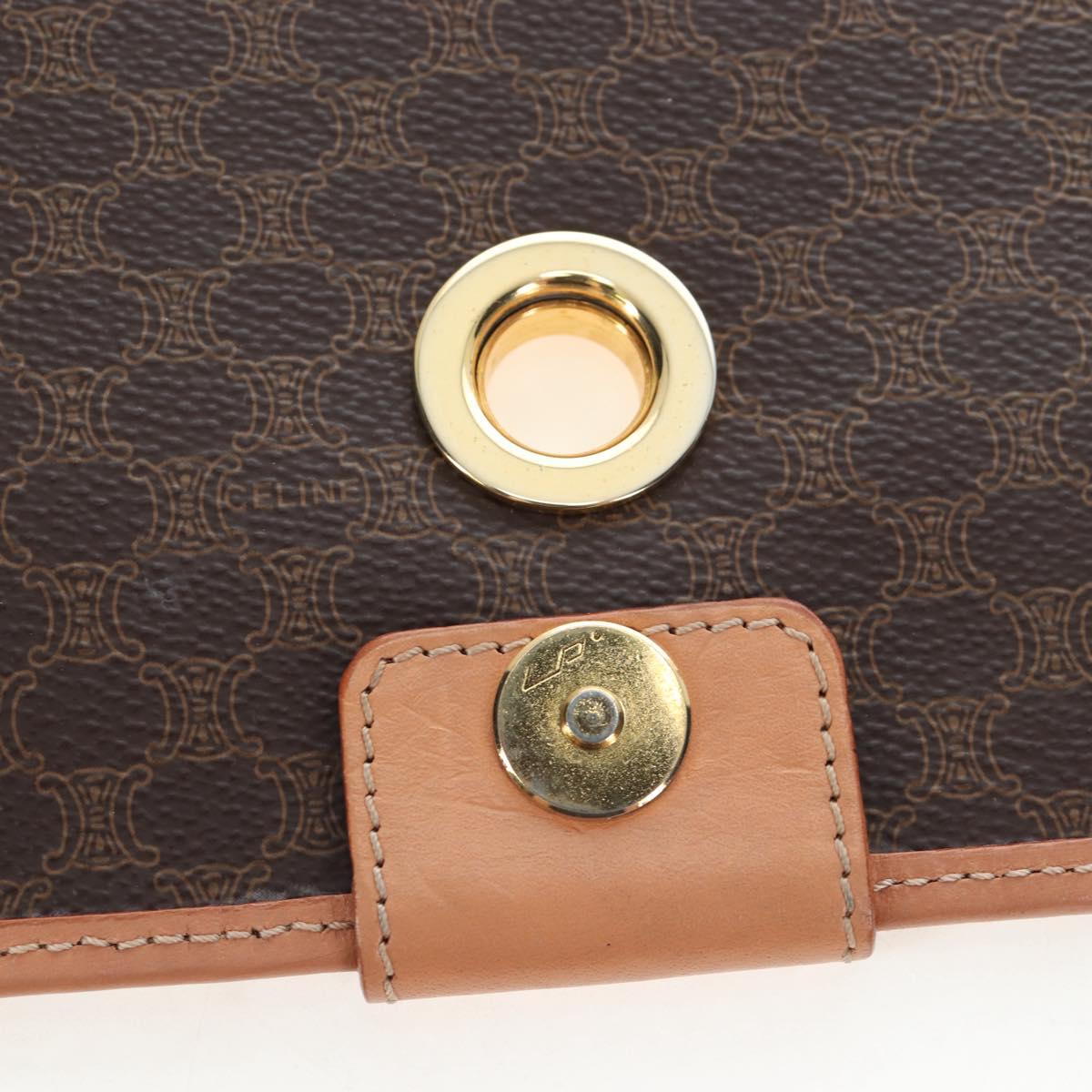 CELINE Macadam Canvas Shoulder Bag PVC Leather Brown Gold Auth 191817V