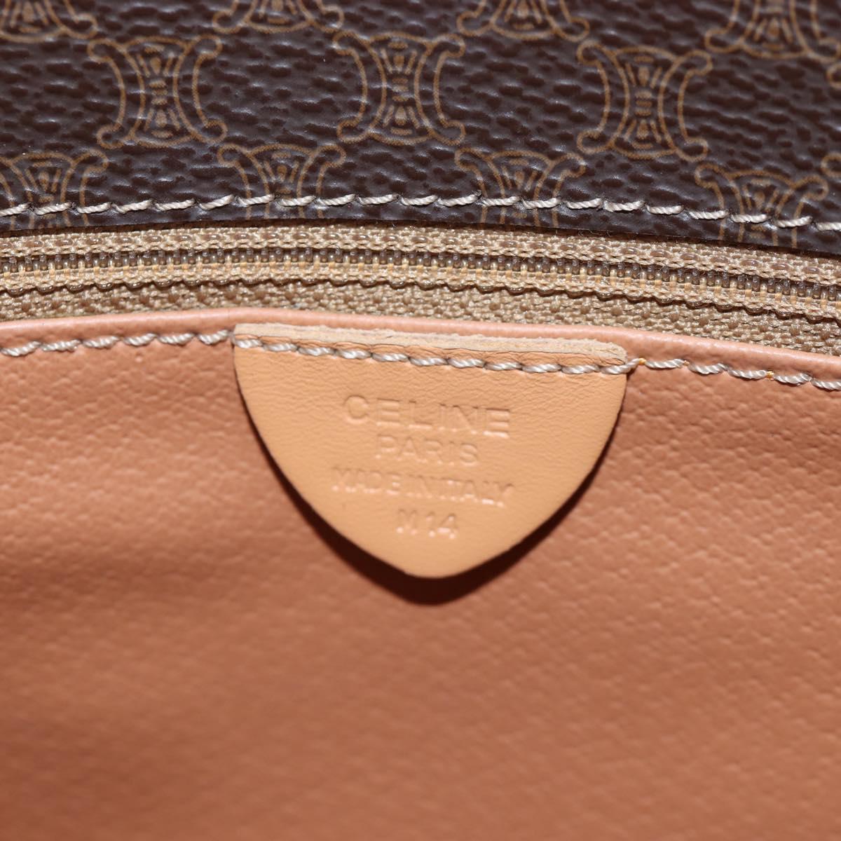 CELINE Macadam Canvas Shoulder Bag PVC Leather Brown Gold Auth 191817V