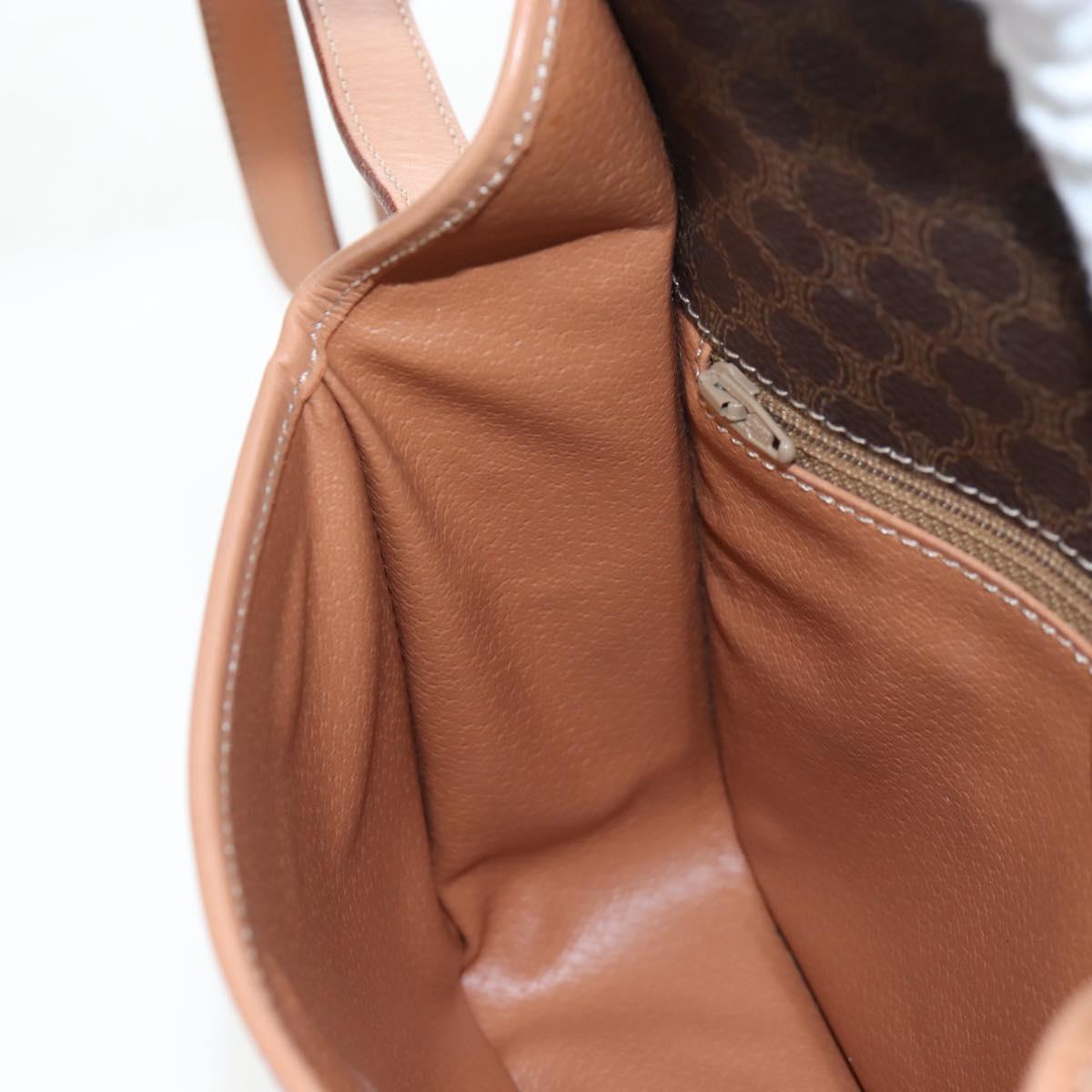 CELINE Macadam Canvas Shoulder Bag PVC Leather Brown Gold Auth 191817V