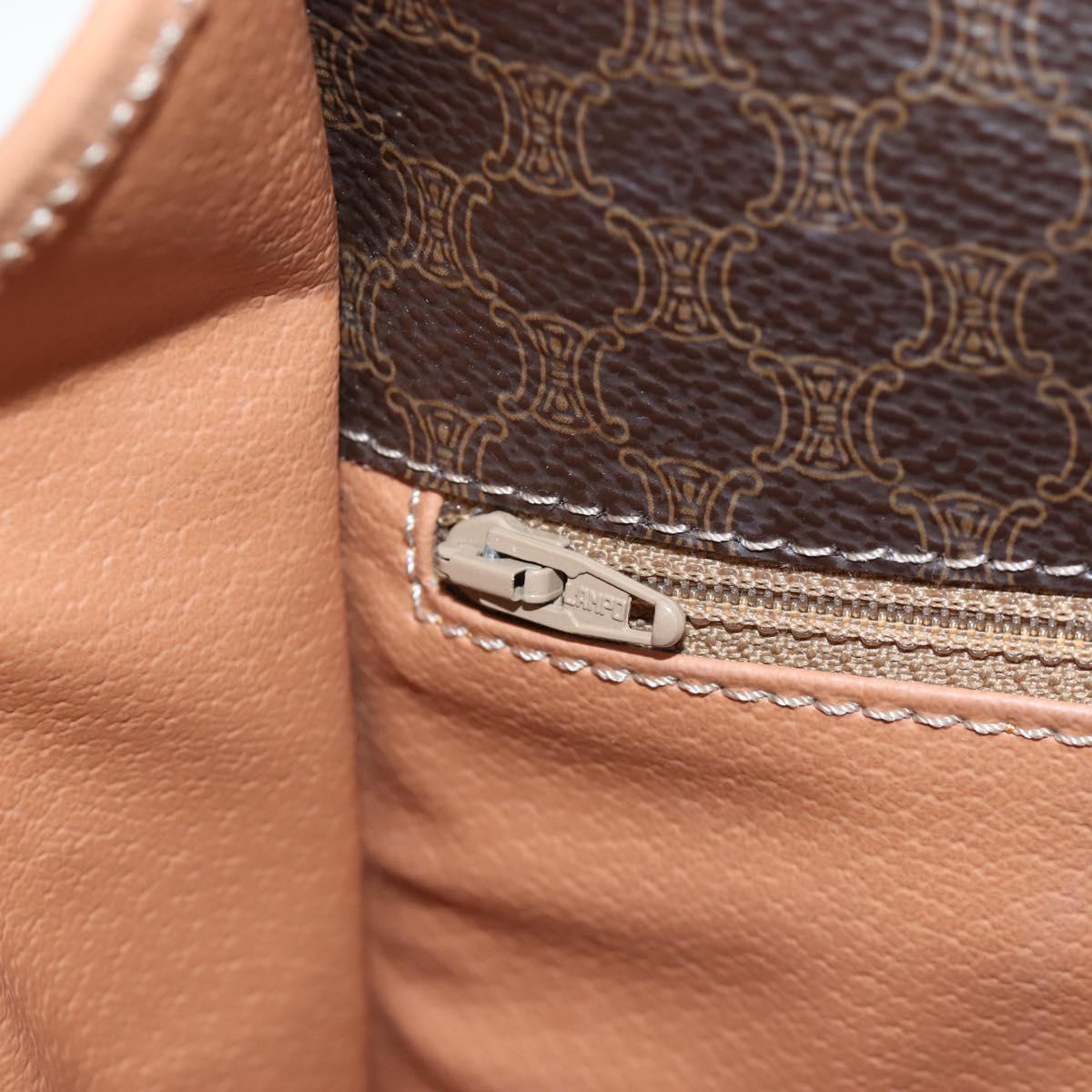 CELINE Macadam Canvas Shoulder Bag PVC Leather Brown Gold Auth 191817V