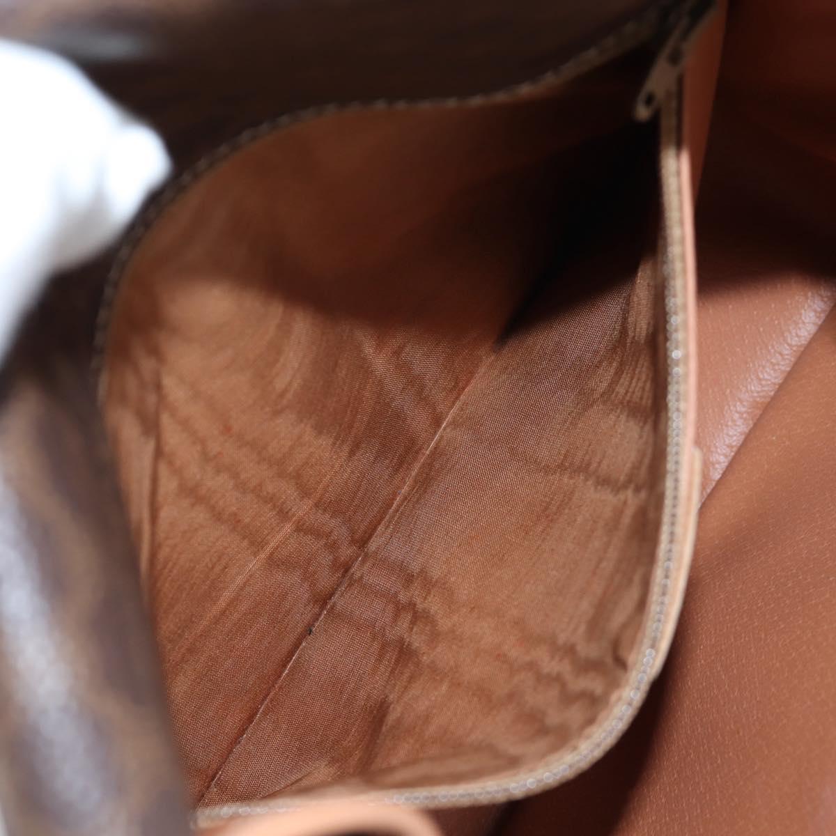 CELINE Macadam Canvas Shoulder Bag PVC Leather Brown Gold Auth 191817V