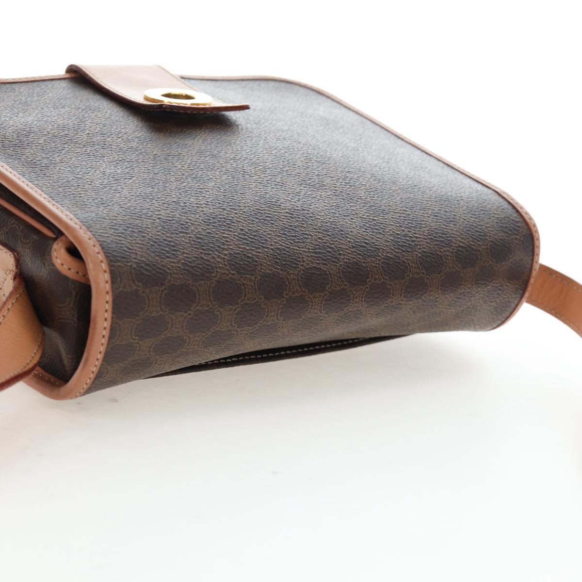 CELINE Macadam Canvas Shoulder Bag PVC Leather Brown Gold Auth 191817V