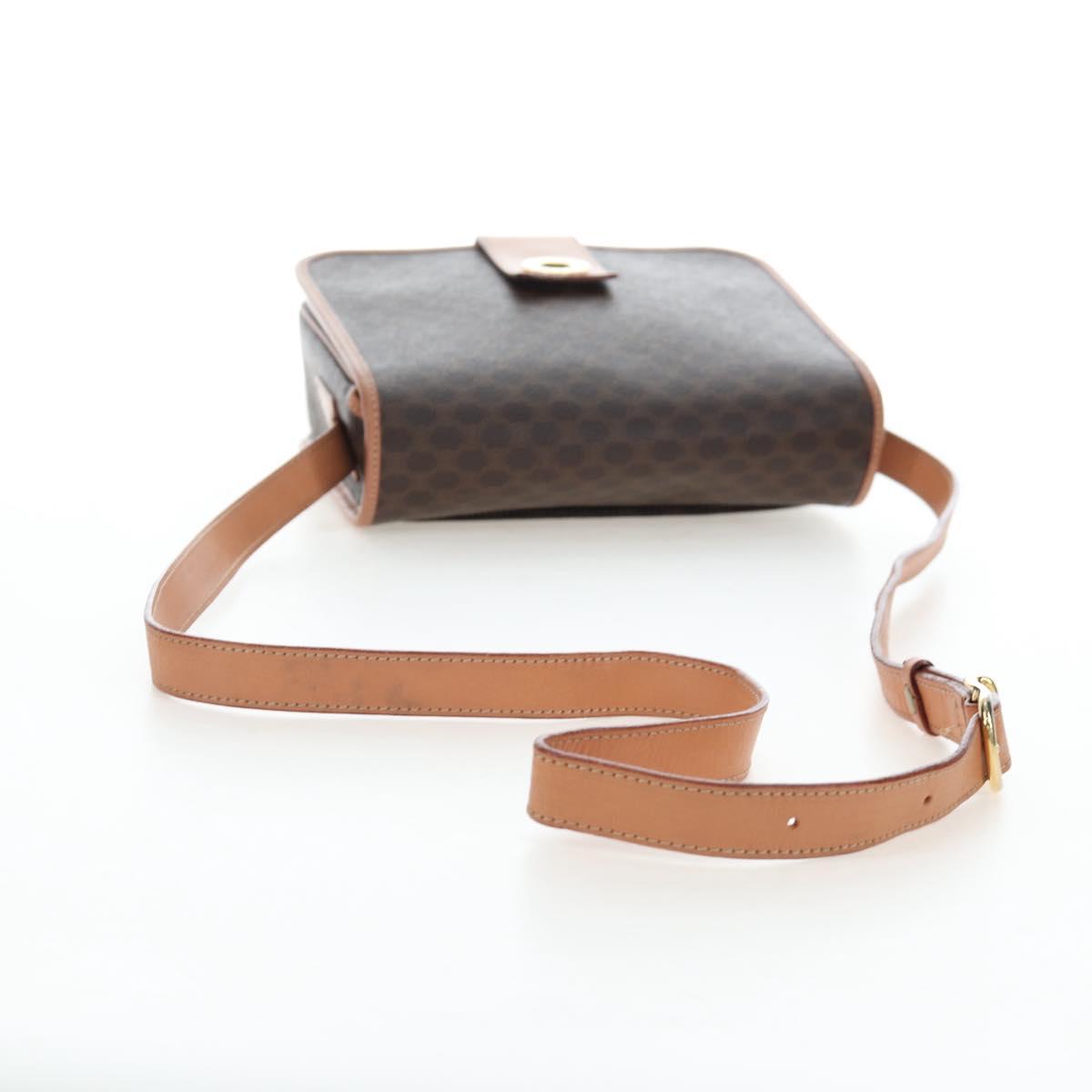 CELINE Macadam Canvas Shoulder Bag PVC Leather Brown Gold Auth 191817V