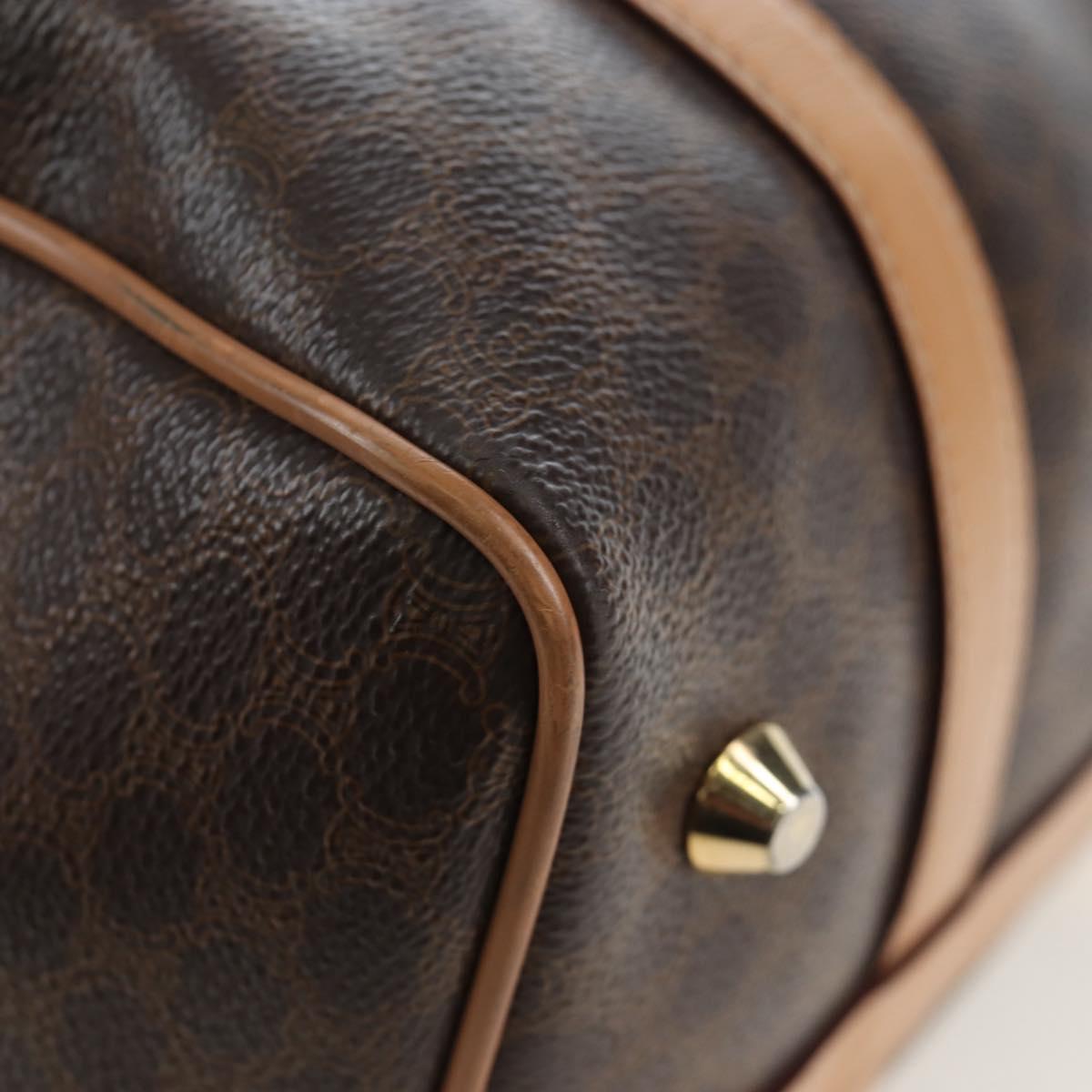 CELINE Macadam Canvas Boston Bag PVC Leather Brown Gold Auth 191818V