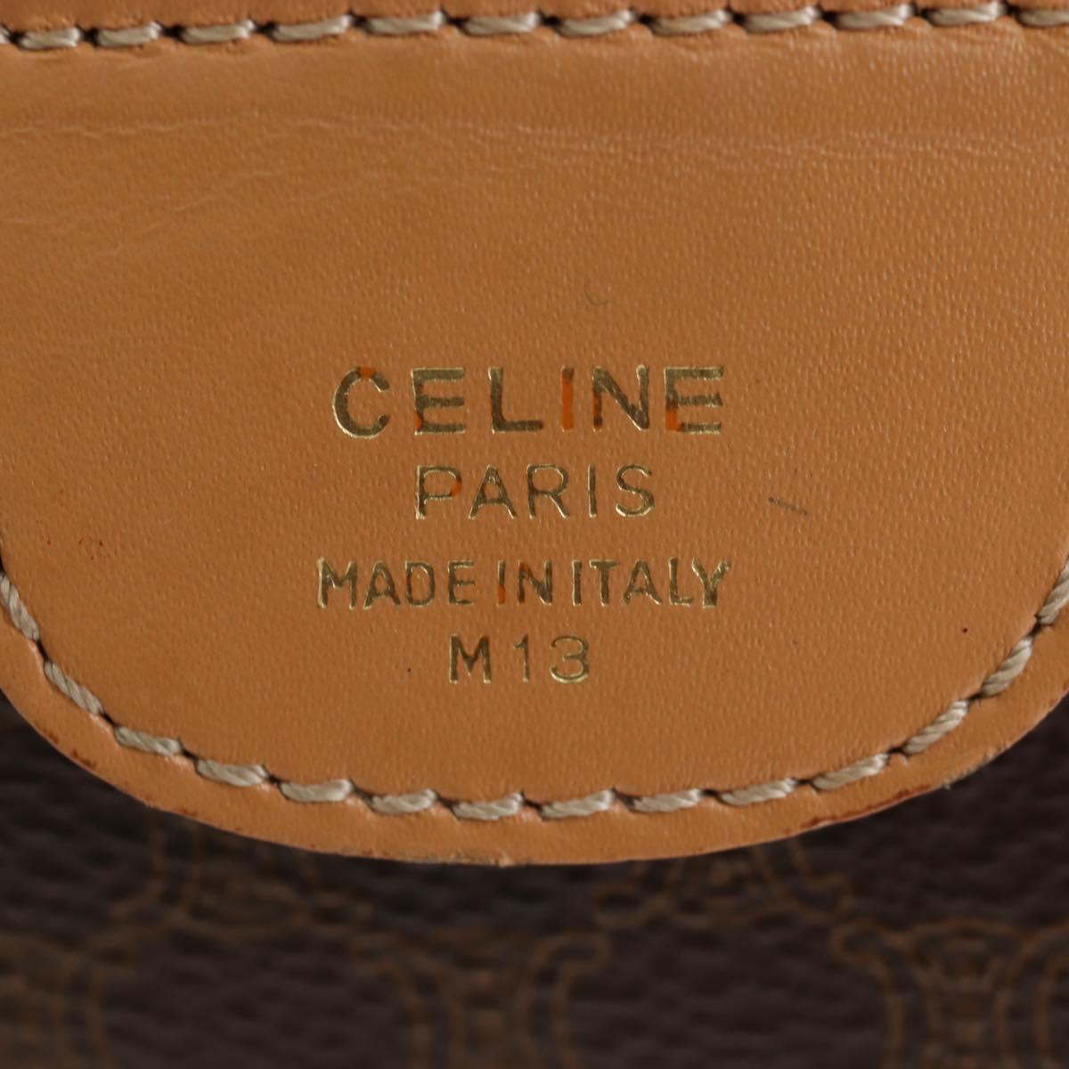 CELINE Macadam Canvas Boston Bag PVC Leather Brown Gold Auth 191818V